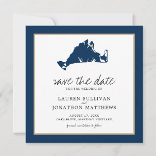 Navy Blue Martha's Vineyard Map Save the Date