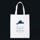 Navy Blue Marthas Vineyard Map Wedding Reusable Grocery Bag<br><div class="desc">Perfect for your Martha's Vineyard wedding or for any celebrations like Birthday Parties. Fill this reusable tote with wedding weekend gifts for your guests. Navy Blue Silhouette Map of Martha's Vineyard. If you would like a different colour please email paula@labellarue.com BEFORE you customize or place an order so a new...</div>