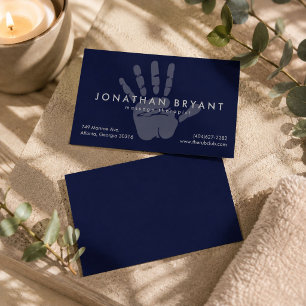 Navy Blue Massage Therapist Business Card