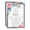 Navy Blue Mauve Botanicals Wedding Invitation