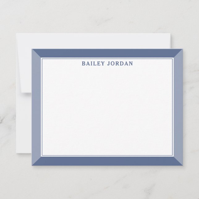 Navy Blue Men's 2-Tone Professional Stationery Card (Front)