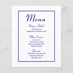 Navy Blue Menu - Minimalist Modern Wedding Elegant