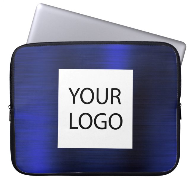 Navy Blue Metallic - Custom Logo Promotional Laptop Sleeve (Front)