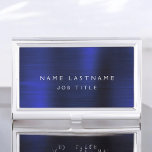 Navy Blue Metallic Foil Modern Business Business Card Holder<br><div class="desc">Navy Blue Foil Metallic Stainless Steel Minimalist Business Card Holder with white lettered script signature typography for the monogram. The Foil Metal Business Card Holders can be customized with your name. Please contact the designer for customized matching items.</div>