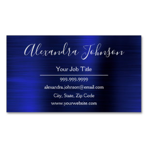 Navy Blue Metallic Foil Modern Business Magnetic Business Card