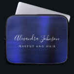 Navy Blue Metallic Monogram Business Professional Laptop Sleeve<br><div class="desc">Modern Navy Blue Faux Metallic Stainless Elegant Monogram Promotional Laptop Bag or Sleeve Promotional (promo) advertisement Case. This classy professional business computer case can be customized to include your monogrammed script signature name and job title profession or position.</div>