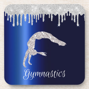 Navy Blue Metallic Silver Sparkle Gymnastics Coaster