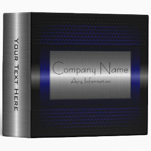 Navy Blue Metallic Stainless Steel Look Binder