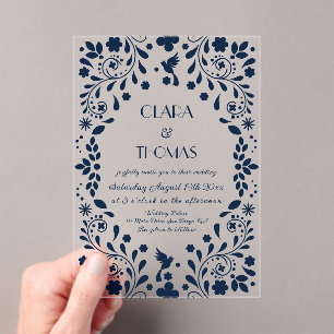 Navy Blue Mexican Fiesta Acrylic Invitations