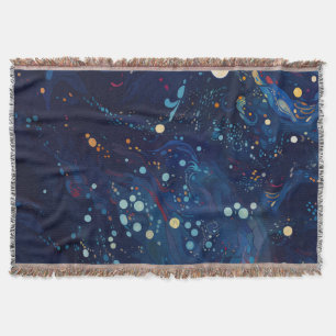 Navy blue midnight swirl galaxy abstract throw blanket