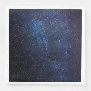 Navy Blue Milkyway Nightsky Galaxy Photograph Napkin