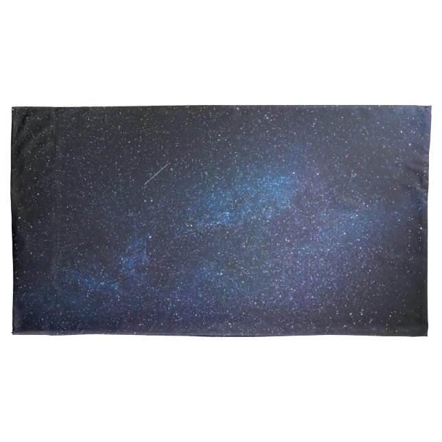 Navy Blue Milkyway Nightsky Galaxy Photograph Pillowcase (Front)