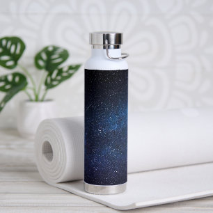 Navy Blue Milkyway Nightsky Galaxy Photograph Water Bottle