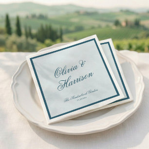 Navy Blue Minimal Elegant Wedding Napkins