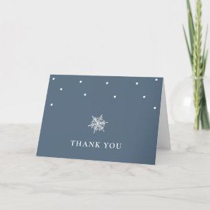 Navy Blue Minimal Modern Snowflake Baby Shower  Thank You Card