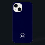 Navy Blue Minimal Monogram Case-Mate iPhone 14 Case<br><div class="desc">Stylish phone case design features a simple modern design in navy blueand white. Personalize phone case with custom initial. Change font or position using customize menu.</div>