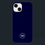 Navy Blue Minimal Monogram Case-Mate iPhone 14 Case<br><div class="desc">Stylish phone case design features a simple modern design in navy blueand white. Personalize phone case with custom initial. Change font or position using customize menu.</div>
