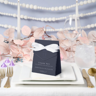 Navy Blue Minimalist Bold Type Wedding Favor Box