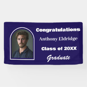 Navy Blue Minimalist Graduation Banner