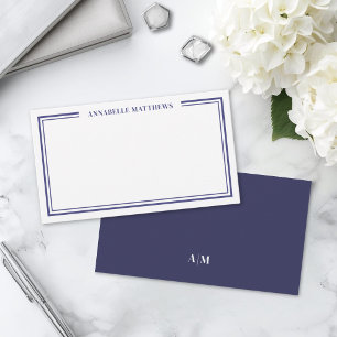 Navy Blue Minimalist Initial Name Monogram Card