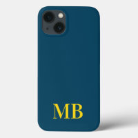 Navy Blue Minimalist Modern Initial Monogram