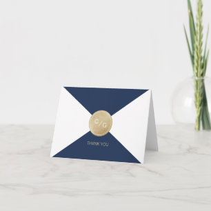Navy blue minimalist modern wedding thank you