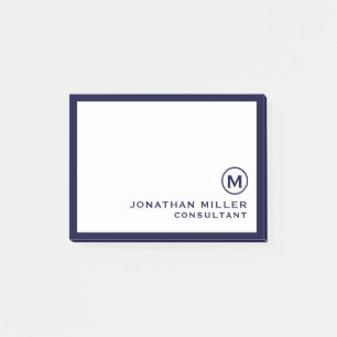 Navy Blue Minimalist Monogram Post-it Notes