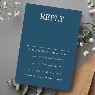 Navy Blue Minimalist Personalized Wedding RSVP  Enclosure Card