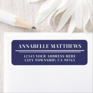 Navy Blue Minimalist Return Address