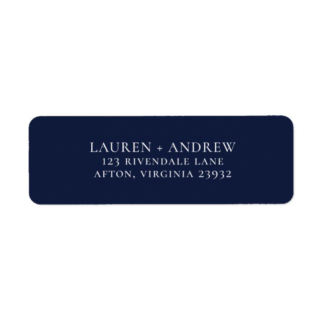 Navy Blue Minimalist Return Address Label (Front)