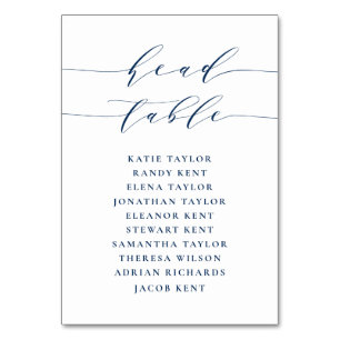 Navy Blue Minimalist Script Head Table Wedding Number