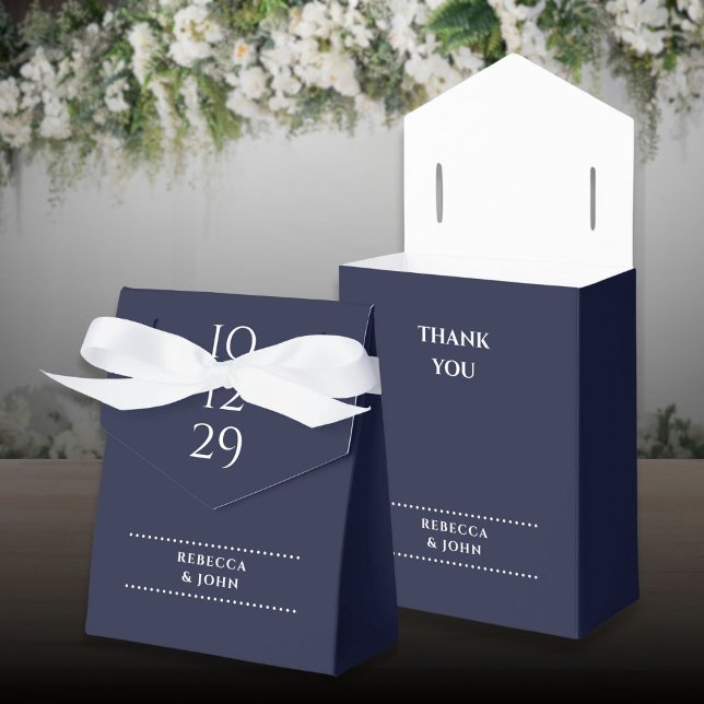 Navy Blue Minimalist Special Date Wedding Favor Box (Navy Blue Minimalist Special Date Wedding Favor Boxes)