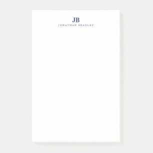 Navy Blue Minimalist Two Letter Monogram Name Post-it Notes