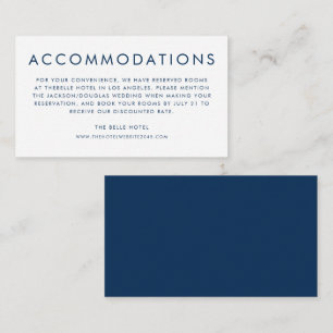 Navy Blue Minimalist Typography Accommodations Enclosure Card