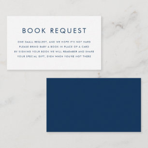 Navy Blue Minimalist Typography Book Request Enclosure Card