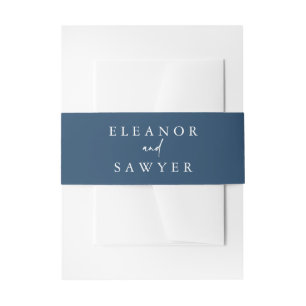 Navy Blue Minimalist Typography Wedding Invitation Belly Band