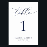 Navy Blue Minimalist Wedding | Event Custom Table  Table Number<br><div class="desc">(**PLEASE NOTE: To order,  simply adjust your table number (and name/date) and add each number to your cart separately. Then check out once you are finished.) Beautiful,  elegant,  modern and minimalist,  table number card. Fully customizable with your names (or Event Name) and Date.</div>