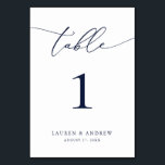 Navy Blue Minimalist Wedding | Event Custom Table  Table Number<br><div class="desc">(**PLEASE NOTE: To order,  simply adjust your table number (and name/date) and add each number to your cart separately. Then check out once you are finished.) Beautiful,  elegant,  modern and minimalist,  table number card. Fully customizable with your names (or Event Name) and Date.</div>