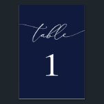 Navy Blue Minimalist Wedding Table Number<br><div class="desc">Beautiful navy blue,  elegant,  modern and minimalist,  table number card. Fully customizable. **PLEASE NOTE: To order,  simply adjust your table number and add each number to your cart separately. Then check out once you are finished.</div>