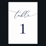Navy Blue Minimalist Wedding Table Number<br><div class="desc">Beautiful navy blue,  elegant,  modern and minimalist,  table number card. Fully customizable. **PLEASE NOTE: To order,  simply adjust your table number and add each number to your cart separately. Then check out once you are finished.</div>