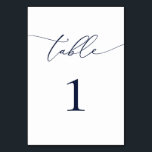 Navy Blue Minimalist Wedding Table Number<br><div class="desc">Beautiful navy blue,  elegant,  modern and minimalist,  table number card. Fully customizable. **PLEASE NOTE: To order,  simply adjust your table number and add each number to your cart separately. Then check out once you are finished.</div>