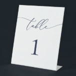 Navy Blue Minimalist Wedding Table Number Pedestal Sign<br><div class="desc">Beautiful navy blue,  elegant,  modern and minimalist,  table number card. Fully customizable. **PLEASE NOTE: To order,  simply adjust your table number and add each number to your cart separately. Then check out once you are finished.</div>