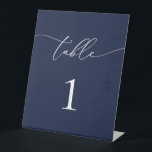 Navy Blue Minimalist Wedding Table Number Table Te Pedestal Sign<br><div class="desc">Beautiful navy blue,  elegant,  modern and minimalist,  table number card. Fully customizable. **PLEASE NOTE: To order,  simply adjust your table number and add each number to your cart separately. Then check out once you are finished.</div>
