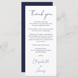 Navy Blue Minimalist Wedding Thank You Place Card