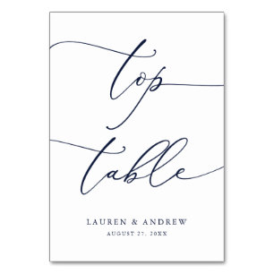Navy Blue Minimalist Wedding Top Table Custom Number