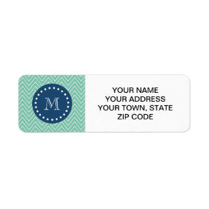 Navy Blue, Mint Green Chevron Pattern   Your Monog