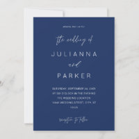 Navy Blue MOD Calligraphy Wedding Invitation
