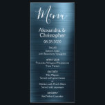Navy Blue Modern and Elegant Wedding Menu<br><div class="desc">Navy Blue Modern Faux Metallic Stainless Steel Wedding Menu. This girly modern Navy Blue Script Wedding Menu can be customized to include the names of the Bride and Groom, the wedding date and the wedding dinner menu options. This Menu is part of a matching wedding collection and additional matching items...</div>