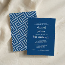Navy Blue Modern Bar Mitzvah II Invitation