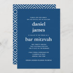 Navy Blue Modern Bar Mitzvah II Invitation<br><div class="desc">This modern invitation features bold white lettering on the front and a modern pattern on the back.  Use the template form to add your custom text.  The Customize feature can be used to change the font,  layout and colours.</div>